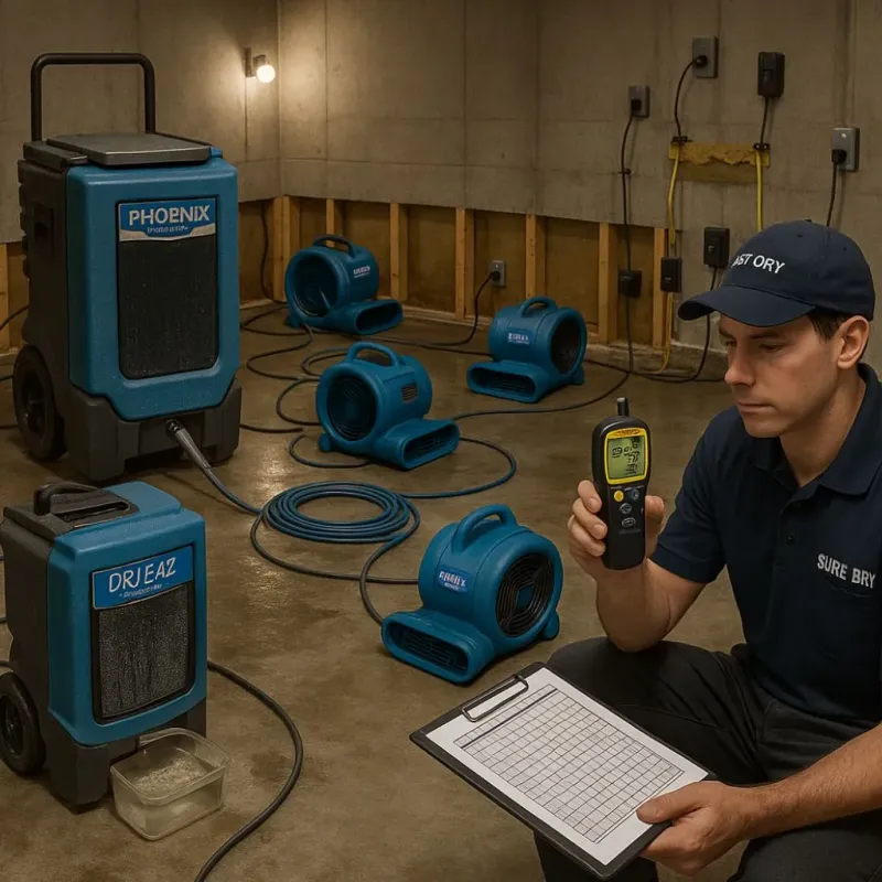 Structural Drying and Dehumidification process in Eglin Village, FL